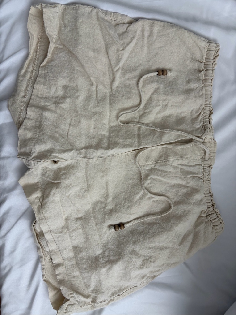 Mango Cream Casual Drawstring Shorts